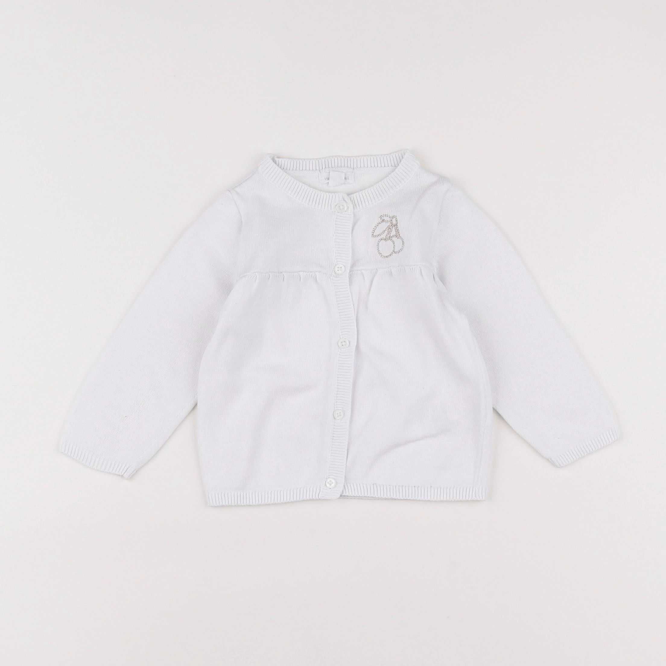 Vertbaudet - gilet blanc - 9 mois